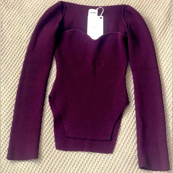 Khaite Maddy Knit Bustier Sweater, M, Merlot - Picture 4 of 9